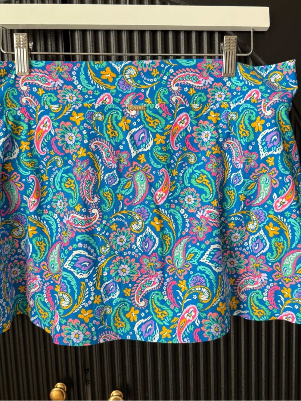 Sunsets Floral Paisley Swim Skirt - Teal Multi